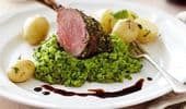 Lamb cutlets with potatoes and pea crush