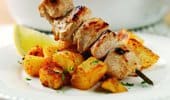 Morroccan potatoes and chicken kebabs