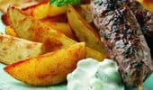 Lime and chilli wedges with lamb koftas