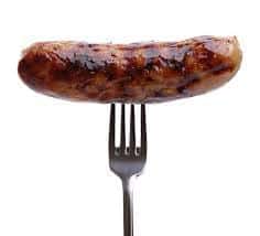 Quality sausages - sausage on a fork