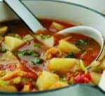 Potato, leek and tomato soup