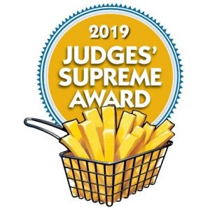 2019 Judges' Supreme Award badge with fries basket icon