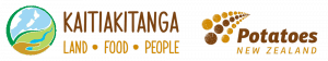 Kaitiakitanga logo with Potatoes New Zealand branding and themes