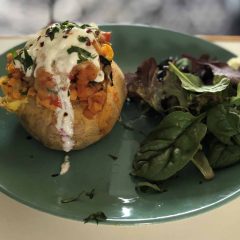 Baked potatoes with vege chilli