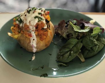 Baked potatoes with vege chilli
