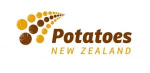 Potatoes New Zealand logo with stylized brown and yellow circles.