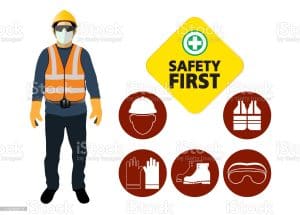 safety equipment, construction concept, White safety hard hat. Vector illustration