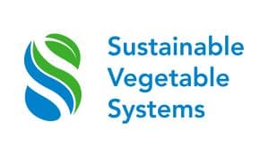 Sustainable Vegetable Systems logo with green leaf and blue design