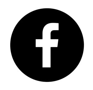 Black circle with white Facebook lowercase "f" logo inside
