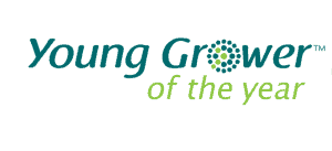 Young Grower of the Year award logo with green and blue text.