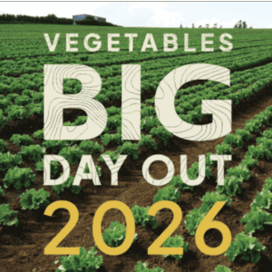 Lush green vegetable farm with "Big Day Out 2026" text overlay