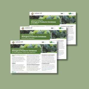 Biological Products Database brochures with cabbage background leaves